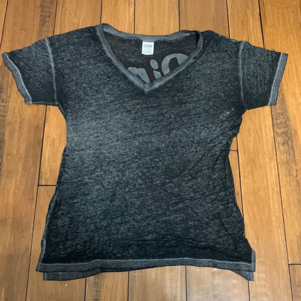 Pink Victoria’s Secret Grey/Black Oversized V-neck T-Shirt
